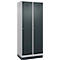 Vestiaire C+P Evolo Plus, 2 compartiments, largeur de compartiment 400 mm, avec socle, charnières à droite, L 800 x P 500 x H 1950 mm, cylindre, aluminium blanc/gris anthracite