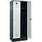 Vestiaire C+P Evolo Plus, 2 compartiments, largeur de compartiment 400 mm, avec socle, charnières à droite, L 800 x P 500 x H 1950 mm, cylindre, gris anthracite/gris clair