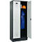 Vestiaire C+P Evolo Plus, 2 compartiments, largeur de compartiment 400 mm, avec socle, charnières à droite, L 800 x P 500 x H 1950 mm, cylindre, gris anthracite/gris clair