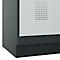 Vestiaire C+P Evolo Plus, 2 compartiments, largeur de compartiment 400 mm, avec socle, charnières à droite, L 800 x P 500 x H 1950 mm, cylindre, gris anthracite/gris clair