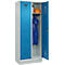 Vestiaire C+P Evolo Plus, 2 compartiments, largeur de compartiment 400 mm, avec socle, charnières à droite, L 800 x P 500 x H 1950 mm, cylindre, gris clair/bleu clair