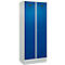 Vestiaire C+P Evolo Plus, 2 compartiments, largeur de compartiment 400 mm, avec socle, charnières à droite, L 800 x P 500 x H 1950 mm, cylindre, gris clair/bleu gentiane
