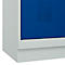 Vestiaire C+P Evolo Plus, 2 compartiments, largeur de compartiment 400 mm, avec socle, charnières à droite, L 800 x P 500 x H 1950 mm, cylindre, gris clair/bleu gentiane