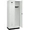 Vestiaire C+P Evolo Plus, 2 compartiments, largeur de compartiment 400 mm, avec socle, charnières à droite, L 800 x P 500 x H 1950 mm, cylindre, gris clair/gris clair