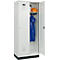 Vestiaire C+P Evolo Plus, 2 compartiments, largeur de compartiment 400 mm, avec socle, charnières à droite, L 800 x P 500 x H 1950 mm, cylindre, gris clair/gris clair