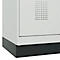 Vestiaire C+P Evolo Plus, 2 compartiments, largeur de compartiment 400 mm, avec socle, charnières à droite, L 800 x P 500 x H 1950 mm, cylindre, gris clair/gris clair