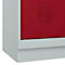 Vestiaire C+P Evolo Plus, 2 compartiments, largeur de compartiment 400 mm, avec socle, charnières à droite, L 800 x P 500 x H 1950 mm, cylindre, gris clair/rouge rubis