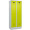Vestiaire C+P Evolo Plus, 2 compartiments, largeur de compartiment 400 mm, avec socle, charnières à droite, L 800 x P 500 x H 1950 mm, cylindre, gris clair/vert clown