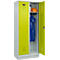Vestiaire C+P Evolo Plus, 2 compartiments, largeur de compartiment 400 mm, avec socle, charnières à droite, L 800 x P 500 x H 1950 mm, cylindre, gris clair/vert clown