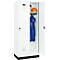 Vestiaire C+P Evolo Plus, 2 compartiments, largeur de compartiment 400 mm, avec socle, charnières à droite, L 800 x P 500 x H 1950 mm, verrou tournant, blanc signalisation/blanc trafic