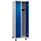 Vestiaire C+P Evolo Plus, 2 compartiments, largeur des compartiments 300 mm, avec pieds, charnières à droite, serrure à cylindre, L 600 x P 500 x H 1950 mm, aluminium blanc/bleu gentiane