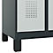 Vestiaire C+P Evolo Plus, 2 compartiments, largeur des compartiments 300 mm, avec pieds, charnières à droite, serrure à cylindre, L 600 x P 500 x H 1950 mm, gris anthracite/gris clair