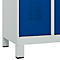 Vestiaire C+P Evolo Plus, 2 compartiments, largeur des compartiments 300 mm, avec pieds, charnières à droite, serrure à cylindre, L 600 x P 500 x H 1950 mm, gris clair/bleu gentiane