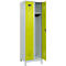 Vestiaire C+P Evolo Plus, 2 compartiments, largeur des compartiments 300 mm, avec pieds, charnières à droite, serrure à cylindre, L 600 x P 500 x H 1950 mm, gris clair/vert clown