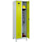 Vestiaire C+P Evolo Plus, 2 compartiments, largeur des compartiments 300 mm, avec pieds, charnières à droite, serrure à cylindre, L 600 x P 500 x H 1950 mm, gris clair/vert clown