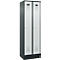 Vestiaire C+P Evolo Plus, 2 compartiments, largeur des compartiments 300 mm, avec socle, butée droite, serrure à cylindre, butée soft, anti-effraction, L 600 x P 500 x H 1950 mm, gris anthracite RAL 7016/gris clair RAL 7035