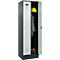 Vestiaire C+P Evolo Plus, 2 compartiments, largeur des compartiments 300 mm, avec socle, butée droite, serrure à cylindre, butée soft, anti-effraction, L 600 x P 500 x H 1950 mm, gris anthracite RAL 7016/gris clair RAL 7035