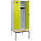 Vestiaire C+P Evolo Plus, 2 compartiments, largeur des compartiments 400 mm, avec banc encastré, L 800 x P 815 x H 2120 mm, cylindre, gris clair/vert clown
