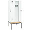 Vestiaire C+P Evolo Plus, 2 compartiments, largeur des compartiments 400 mm, avec banc encastré, L 800 x P 815 x H 2120 mm, verrou rotatif, blanc signalisation/blanc trafic