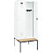 Vestiaire C+P Evolo Plus, 2 compartiments, largeur des compartiments 400 mm, avec banquette encastrée, L 800 x P 815 x H 2120 mm, cylindre, blanc signalisation/blanc trafic