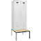 Vestiaire C+P Evolo Plus, 2 compartiments, largeur des compartiments 400 mm, avec banquette encastrée, L 800 x P 815 x H 2120 mm, cylindre, gris clair/gris clair