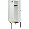 Vestiaire C+P Evolo Plus, 2 compartiments, largeur des compartiments 400 mm, avec banquette encastrée, L 800 x P 815 x H 2120 mm, cylindre, gris clair/gris clair