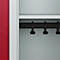 Vestiaire C+P Evolo Plus, 2 compartiments, largeur des compartiments 400 mm, avec banquette encastrée, L 800 x P 815 x H 2120 mm, cylindre, gris clair/rouge rubis