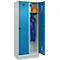 Vestiaire C+P Evolo Plus, 2 compartiments, largeur des compartiments 400 mm, avec socle, charnières à droite, L 800 x P 500 x H 1950 mm, verrou rotatif, gris clair/bleu clair