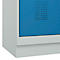 Vestiaire C+P Evolo Plus, 2 compartiments, largeur des compartiments 400 mm, avec socle, charnières à droite, L 800 x P 500 x H 1950 mm, verrou rotatif, gris clair/bleu clair