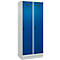 Vestiaire C+P Evolo Plus, 2 compartiments, largeur des compartiments 400 mm, avec socle, charnières à droite, L 800 x P 500 x H 1950 mm, verrou rotatif, gris clair/bleu gentiane