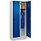 Vestiaire C+P Evolo Plus, 2 compartiments, largeur des compartiments 400 mm, avec socle, charnières à droite, L 800 x P 500 x H 1950 mm, verrou rotatif, gris clair/bleu gentiane