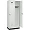 Vestiaire C+P Evolo Plus, 2 compartiments, largeur des compartiments 400 mm, avec socle, charnières à droite, L 800 x P 500 x H 1950 mm, verrou rotatif, gris clair/gris clair