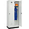 Vestiaire C+P Evolo Plus, 2 compartiments, largeur des compartiments 400 mm, avec socle, charnières à droite, L 800 x P 500 x H 1950 mm, verrou rotatif, gris clair/gris clair