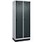 Vestiaire C+P Evolo Plus, 2 compartiments, largeur des compartiments 400 mm, avec socle, charnières à droite, L 800 x P 500 x H 1950 mm, verrou tournant, blanc aluminium/gris anthracite
