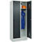 Vestiaire C+P Evolo Plus, 2 compartiments, largeur des compartiments 400 mm, avec socle, charnières à droite, L 800 x P 500 x H 1950 mm, verrou tournant, gris clair/gris anthracite