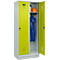 Vestiaire C+P Evolo Plus, 2 compartiments, largeur des compartiments 400 mm, avec socle, charnières à droite, L 800 x P 500 x H 1950 mm, verrou tournant, gris clair/vert clown