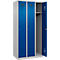 Vestiaire C+P Evolo Plus, 3 compartiments, charnières à droite, serrure à cylindre, L 900 x P 500 x H 1850 mm, aluminium blanc/bleu gentiane