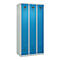 Vestiaire C+P Evolo Plus, 3 compartiments, charnières à droite, serrure à cylindre, L 900 x P 500 x H 1850 mm, gris clair/bleu clair