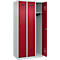 Vestiaire C+P Evolo Plus, 3 compartiments, charnières à droite, serrure à cylindre, L 900 x P 500 x H 1850 mm, gris clair/rouge rubis
