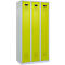Vestiaire C+P Evolo Plus, 3 compartiments, charnières à droite, serrure à cylindre, L 900 x P 500 x H 1850 mm, gris clair/vert clown