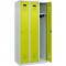 Vestiaire C+P Evolo Plus, 3 compartiments, charnières à droite, serrure à cylindre, L 900 x P 500 x H 1850 mm, gris clair/vert clown
