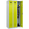 Vestiaire C+P Evolo Plus, 3 compartiments, charnières à droite, serrure à cylindre, L 900 x P 500 x H 1850 mm, gris clair/vert clown