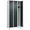 Vestiaire C+P Evolo Plus, 3 compartiments, charnières à droite, serrure à cylindre, L 900 x P 500 x H 1950 mm, gris clair/gris anthracite