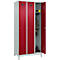 Vestiaire C+P Evolo Plus, 3 compartiments, charnières à droite, serrure à cylindre, L 900 x P 500 x H 1950 mm, gris clair/rouge rubis