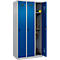 Vestiaire C+P Evolo Plus, 3 compartiments, charnières à droite, verrou rotatif de sécurité, L 900 x P 500 x H 1850 mm, aluminium blanc/bleu gentiane
