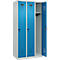 Vestiaire C+P Evolo Plus, 3 compartiments, charnières à droite, verrou rotatif de sécurité, L 900 x P 500 x H 1850 mm, gris clair/bleu clair