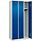 Vestiaire C+P Evolo Plus, 3 compartiments, charnières à droite, verrou rotatif de sécurité, L 900 x P 500 x H 1850 mm, gris clair/bleu gentiane