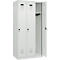 Vestiaire C+P Evolo Plus, 3 compartiments, charnières à droite, verrou rotatif de sécurité, L 900 x P 500 x H 1850 mm, gris clair/gris clair