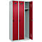 Vestiaire C+P Evolo Plus, 3 compartiments, charnières à droite, verrou rotatif de sécurité, L 900 x P 500 x H 1850 mm, gris clair/rouge rubis