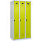 Vestiaire C+P Evolo Plus, 3 compartiments, charnières à droite, verrou rotatif de sécurité, L 900 x P 500 x H 1850 mm, gris clair/vert clown